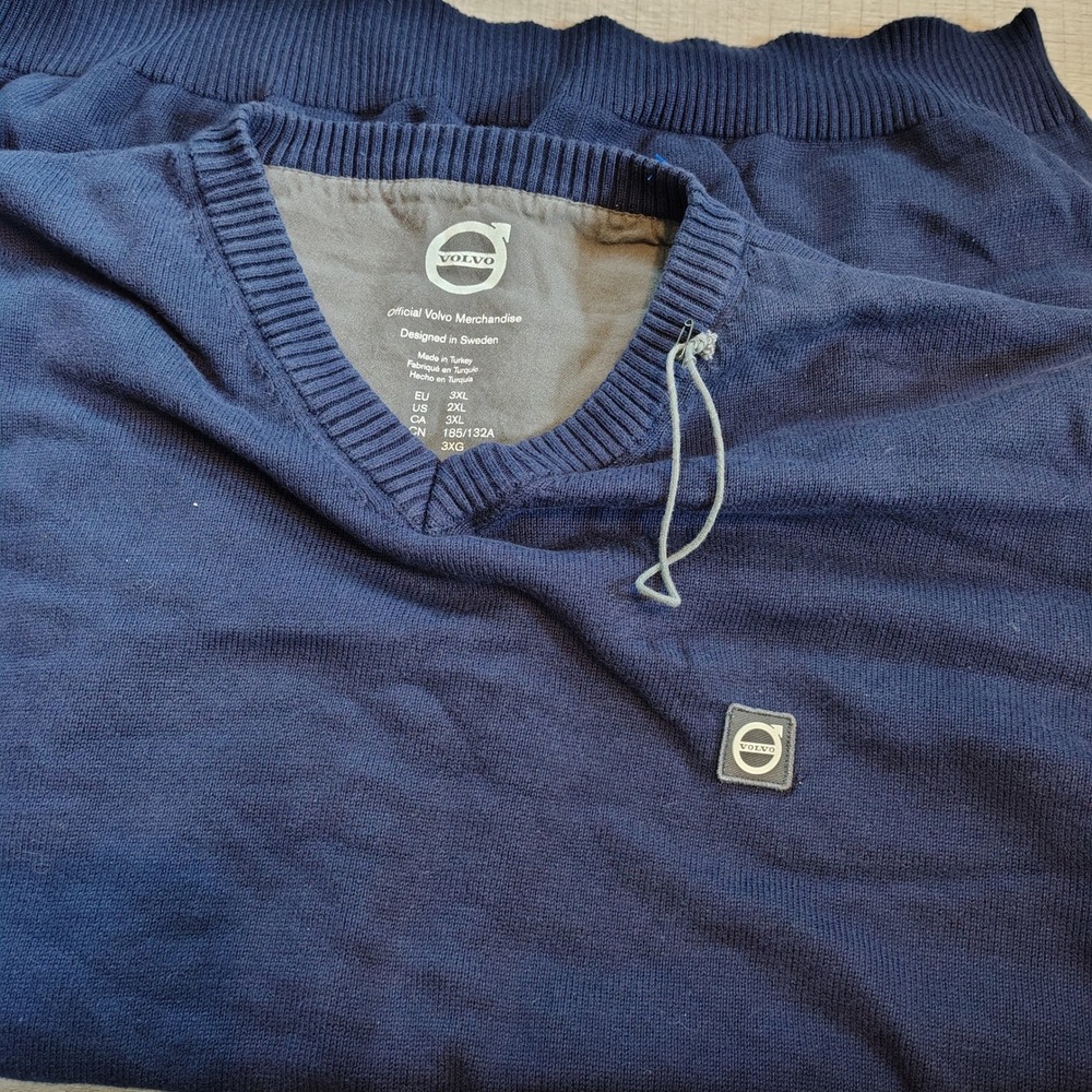 Volvo Official Merchandise Mens Navy‎ Blue V-Neck Sweater Size 2XL Pullover